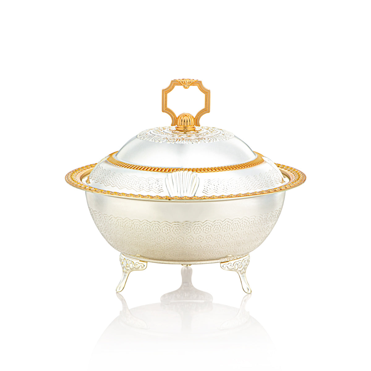 Almarjan 21 CM Sadaf Collection Date Bowl Silver & Gold - RB4432M-SG