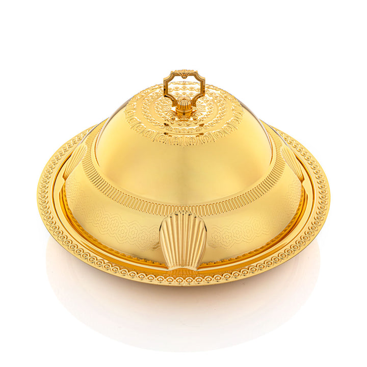 Almarjan 40 CM Sadaf Collection Tray With Cover Gold - RT4431L-G