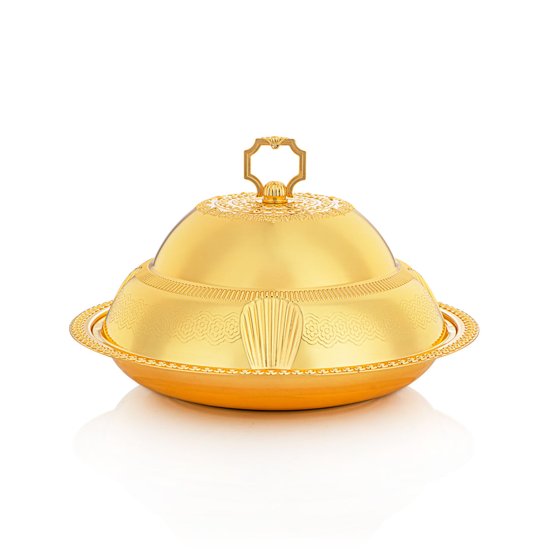 Almarjan 35 CM Sadaf Collection Tray With Cover Gold - RT4431M-G