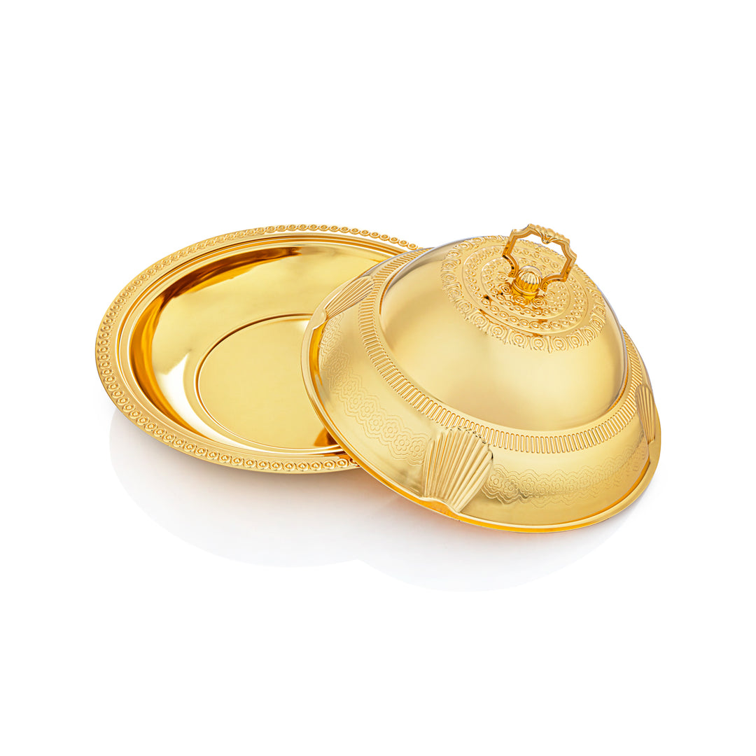 Almarjan 35 CM Sadaf Collection Tray With Cover Gold - RT4431M-G