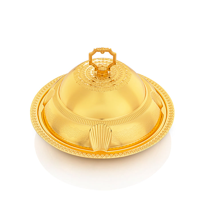Almarjan 30 CM Sadaf Collection Tray With Cover Gold - RT4431S-G