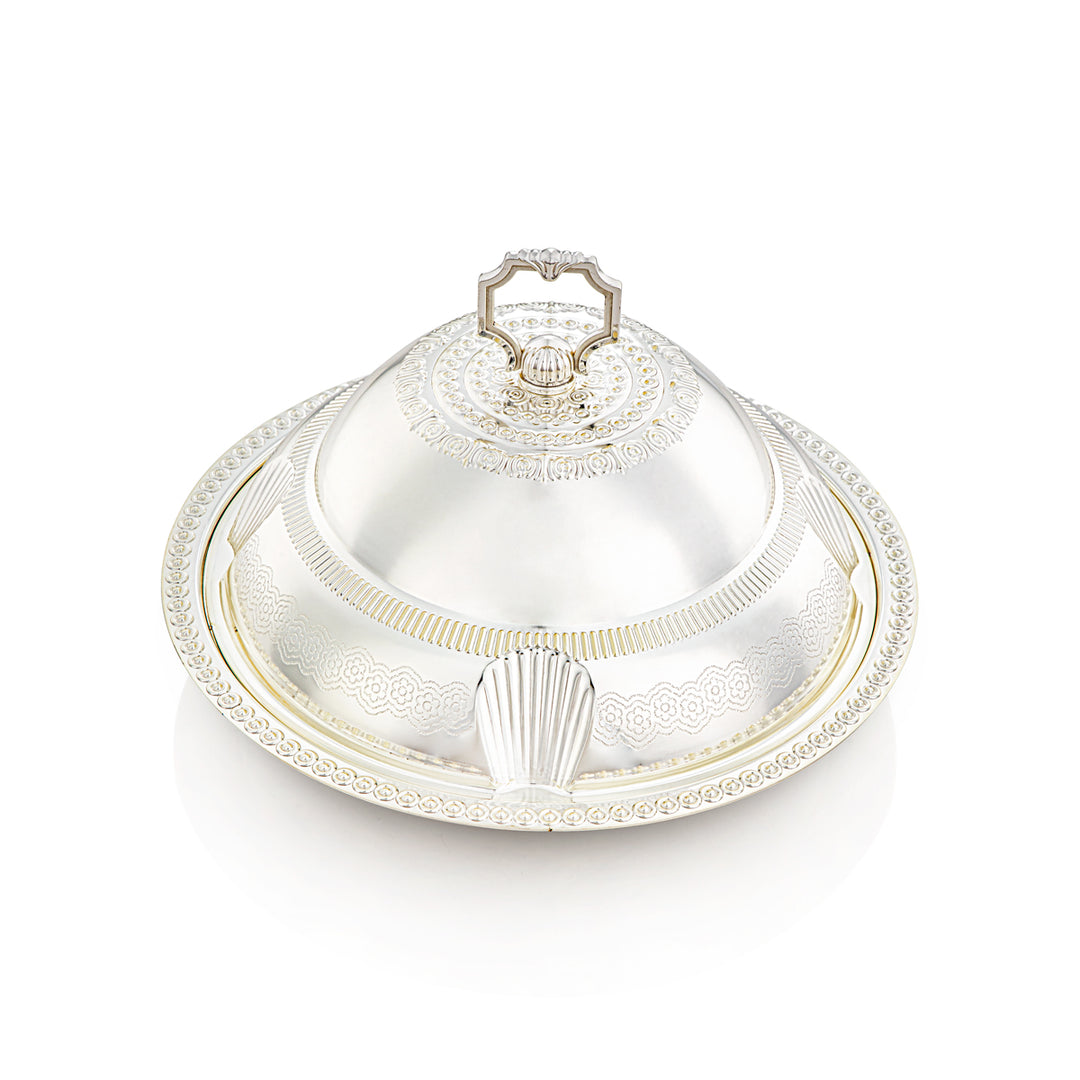 Almarjan 30 CM Sadaf Collection Tray With Cover Silver - RT4431S-S