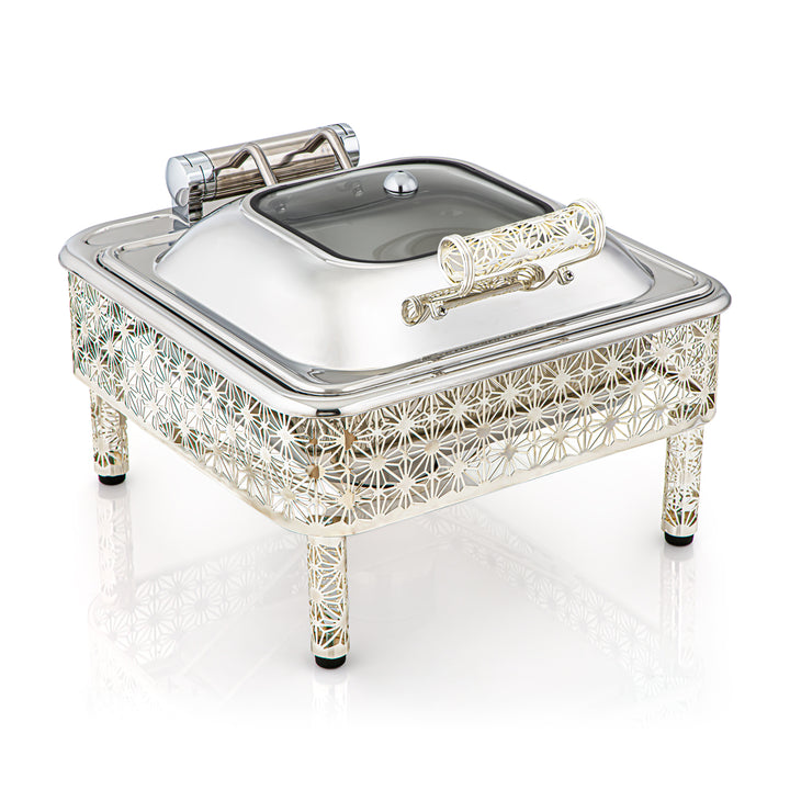 Almarjan 4000 ML Hydraulic Chafing Dish With Ceramic Plate Silver - STS0010760