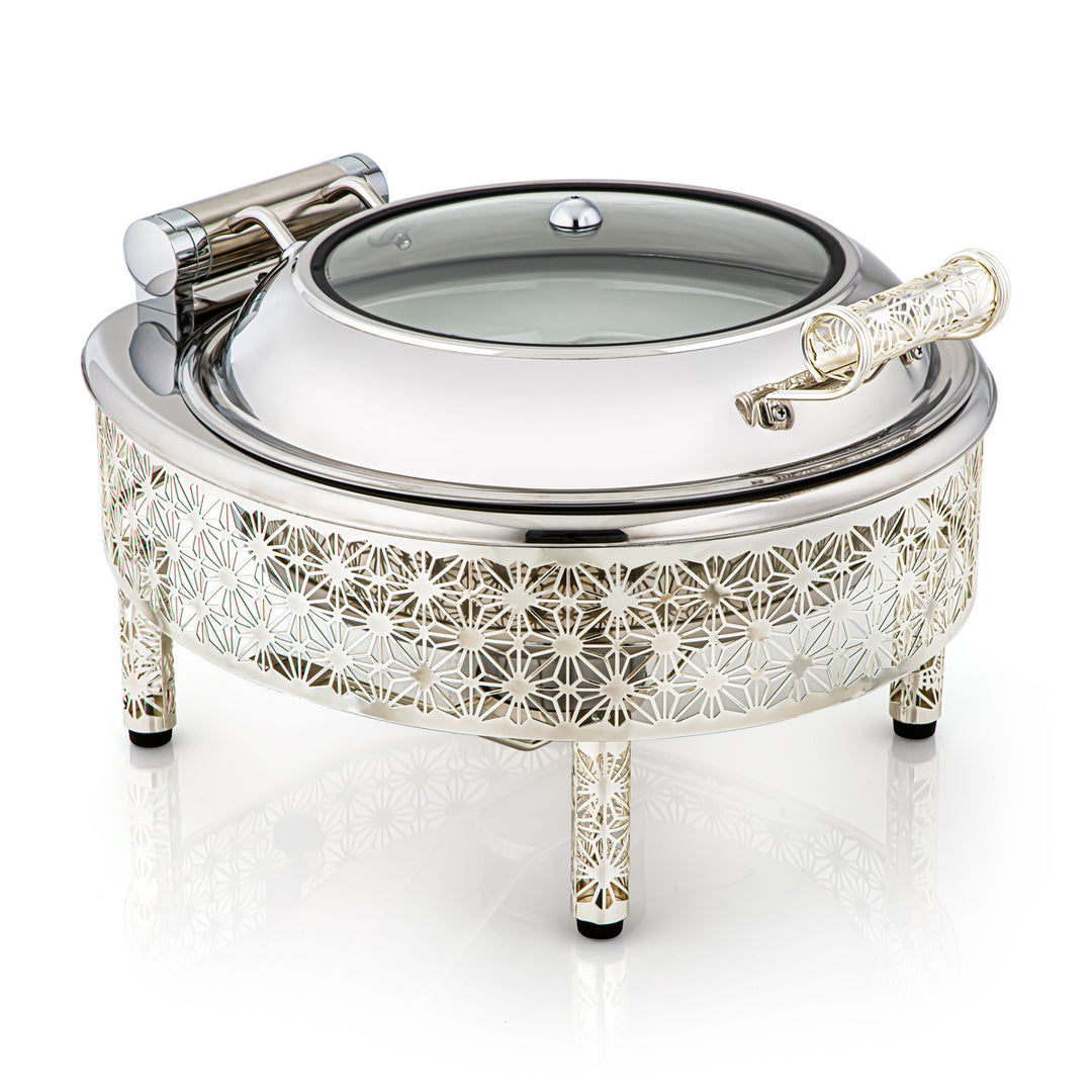 Almarjan 4000 ML Hydraulic Chafing Dish With Ceramic Plate Silver - STS0010764