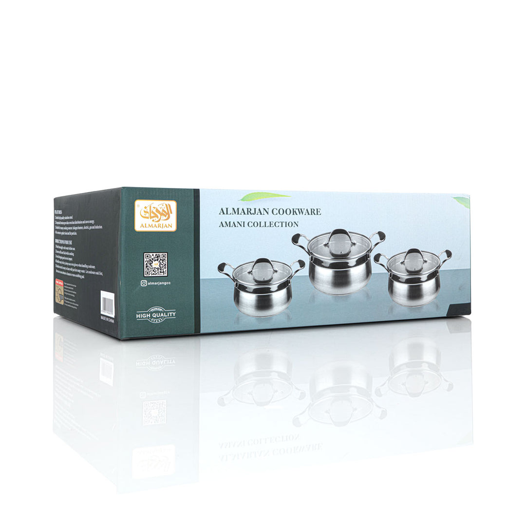 Almarjan 3 Pieces Amani Collection Stainless Steel Cookware Set - STS0010802