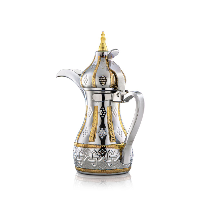 Almarjan 0.75 Liter Sahara Collection Stainless Steel Dallah Silver & Gold - STS0010979