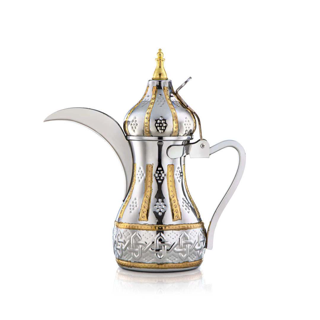 Almarjan 0.75 Liter Sahara Collection Stainless Steel Dallah Silver & Gold - STS0010979