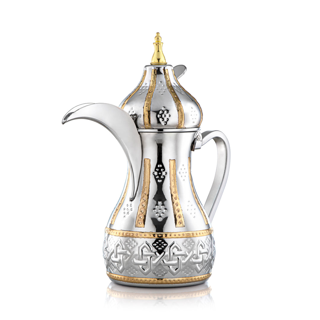 Almarjan 1.5 Liter Sahara Collection Stainless Steel Dallah Silver & Gold - STS0010981