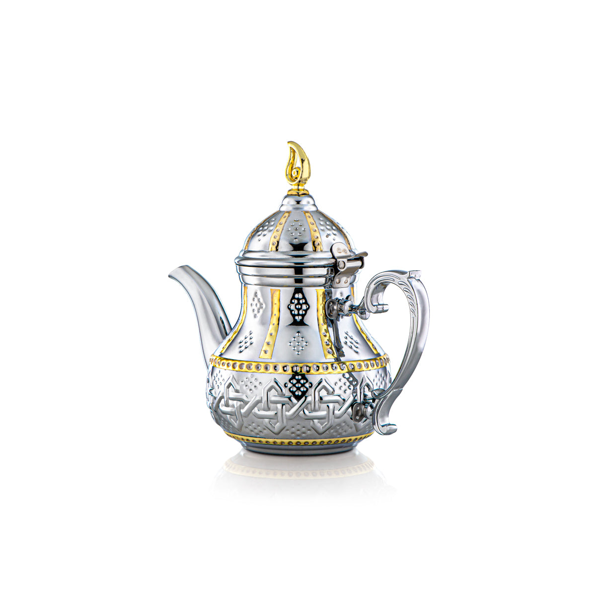 Almarjan 0.8 Liter Sahara Collection Stainless Steel Teapot Silver & Gold - STS0010996