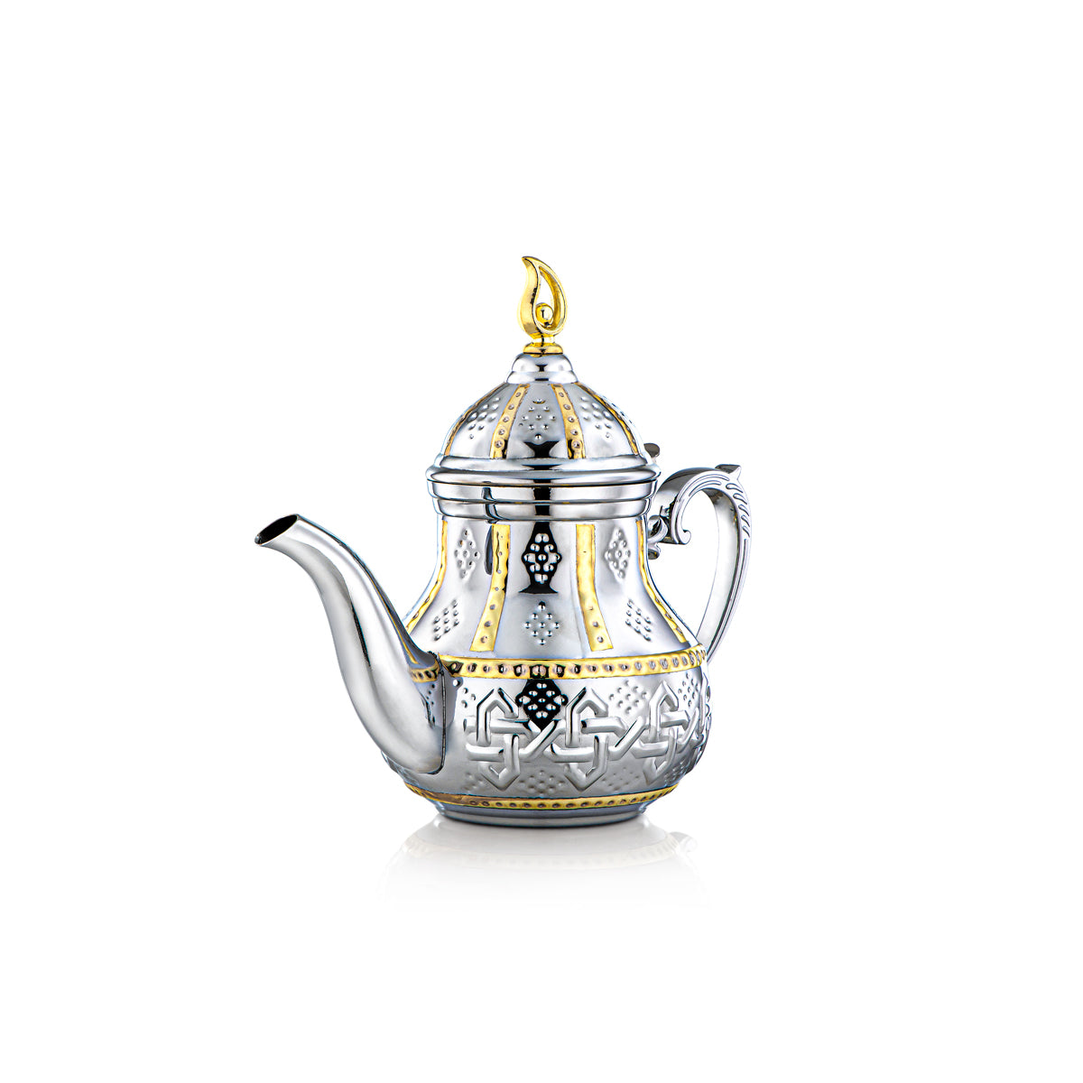 Almarjan 0.8 Liter Sahara Collection Stainless Steel Teapot Silver & Gold - STS0010996