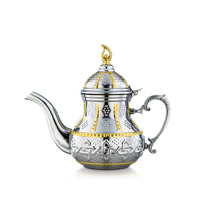 Almarjan 1.2 Liter Sahara Collection Stainless Steel Teapot Silver & Gold - STS0010997
