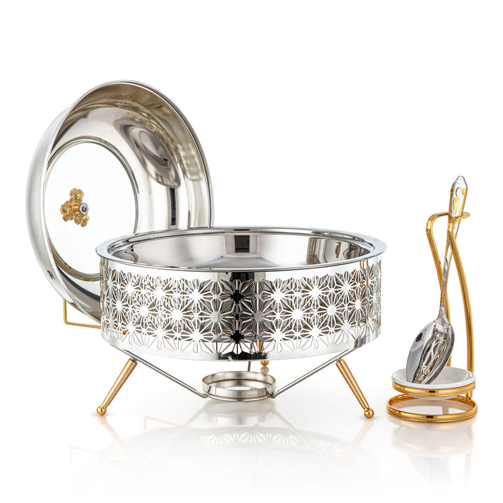 Almarjan 4000 ML Chafing Dish With Spoon Silver & Gold - STS0012910