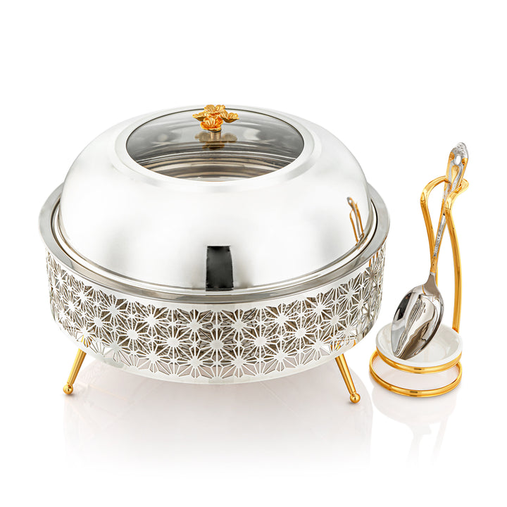Almarjan 6500 ML Chafing Dish With Spoon Silver & Gold - STS0012911