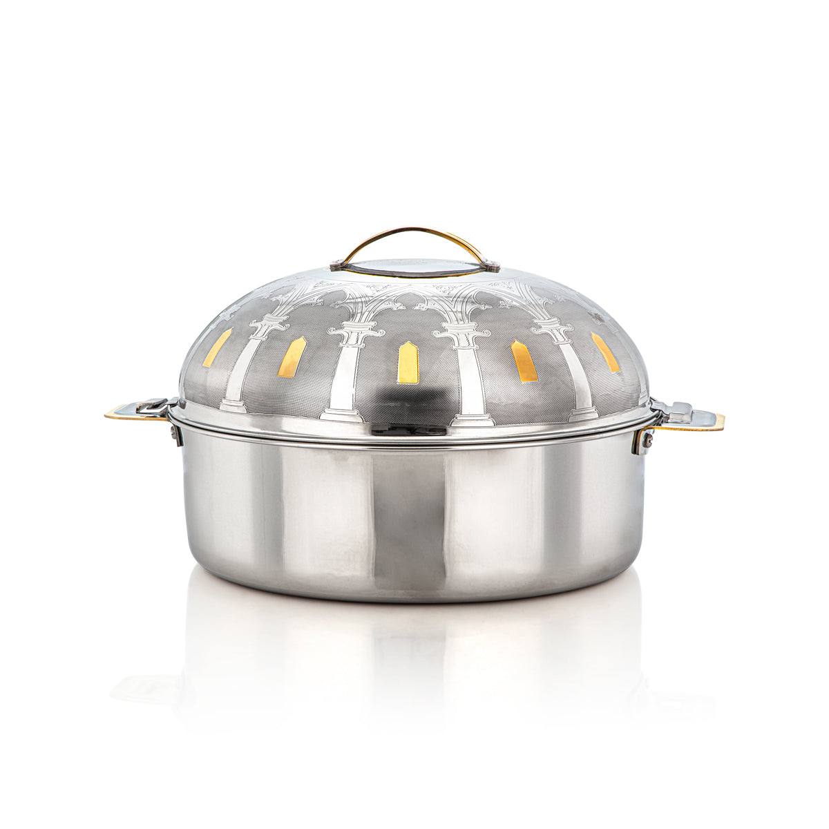 Almarjan 30 CM Qubba Collection Stainless Steel Hot Pot Silver & Gold - H22EPG8