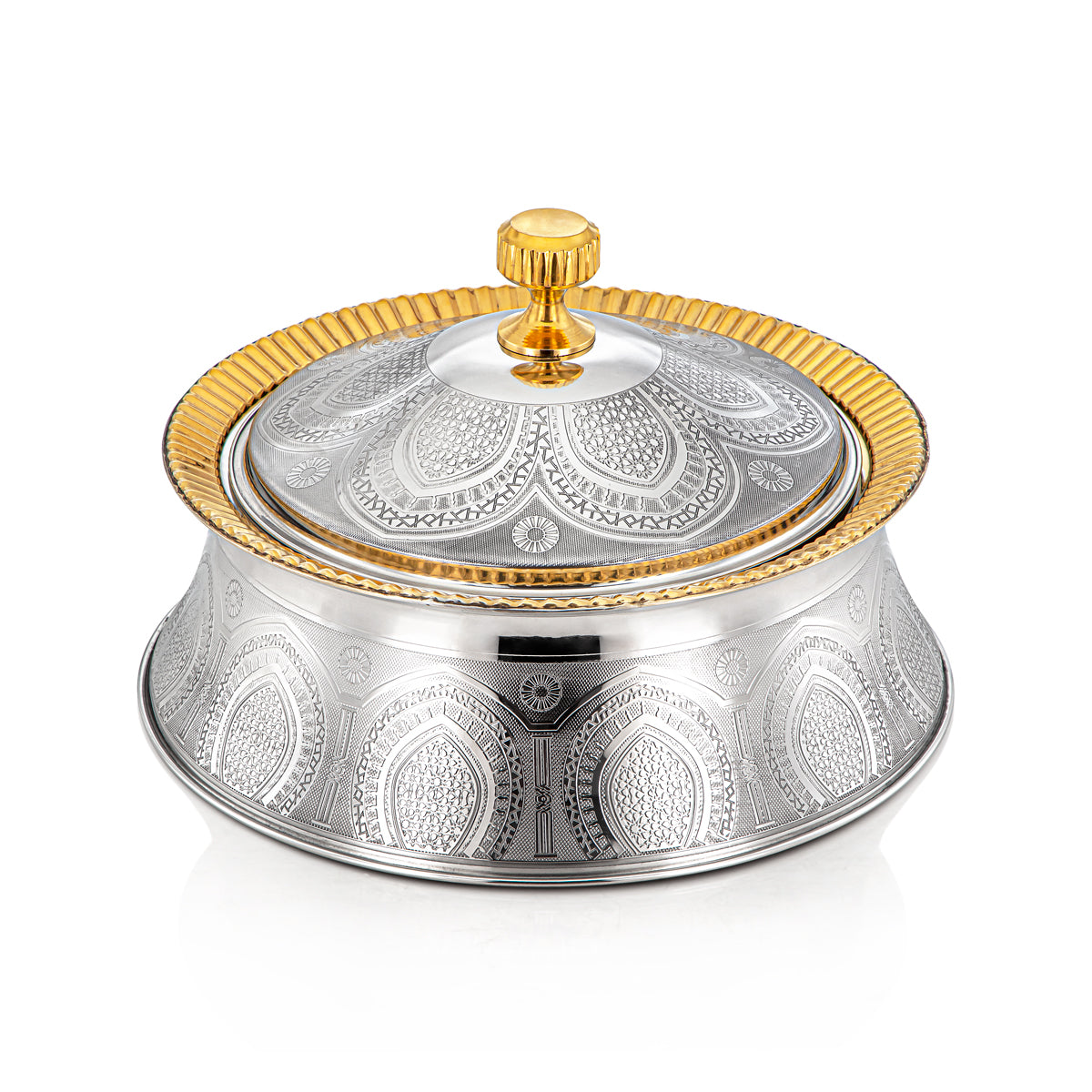 Almarjan 25 CM Afrah Collection Stainless Steel Hot Pot Silver & Gold - H22EPG1