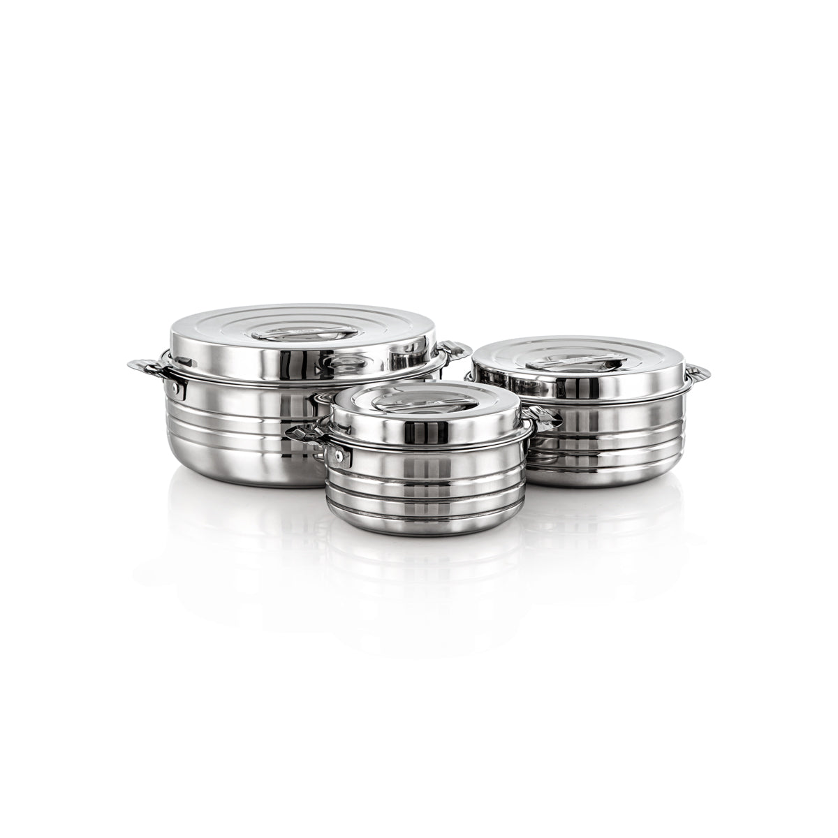 Almarjan 3 Pieces Royal Collection Stainless Steel Hot Pot Silver - STS0293013