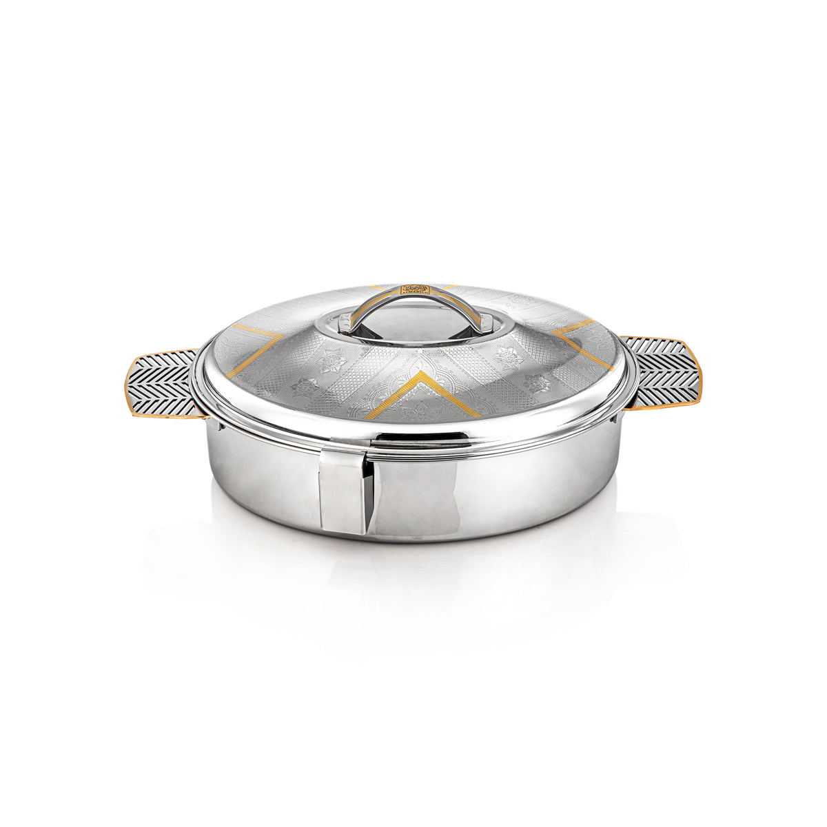 Almarjan 30 CM Mandi Collection Stainless Steel Oval Hot Pot Silver & Gold - H23EPG1