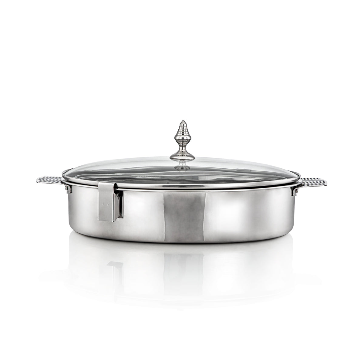 Almarjan 40 CM Mandi Collection Stainless Steel Oval Hot Pot Silver - H23P1