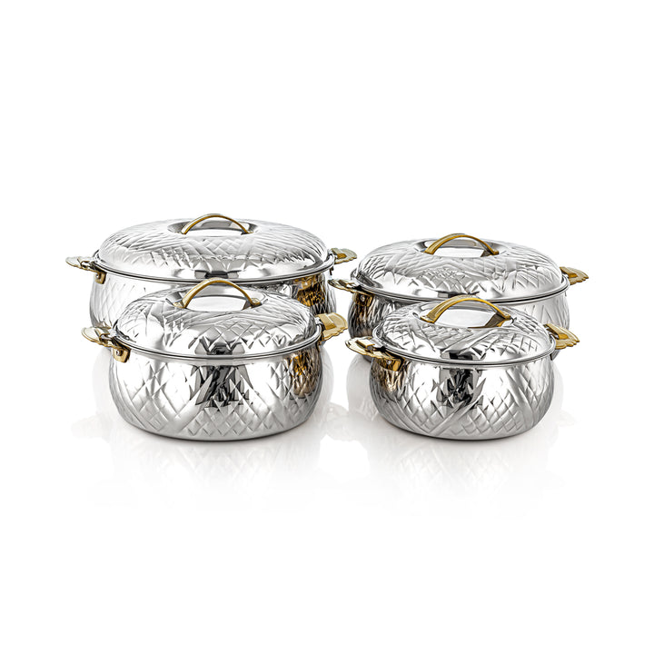 Almarjan 4 Pieces Sonbola Collection Stainless Steel Hot Pot Silver & Gold - H23M4HG
