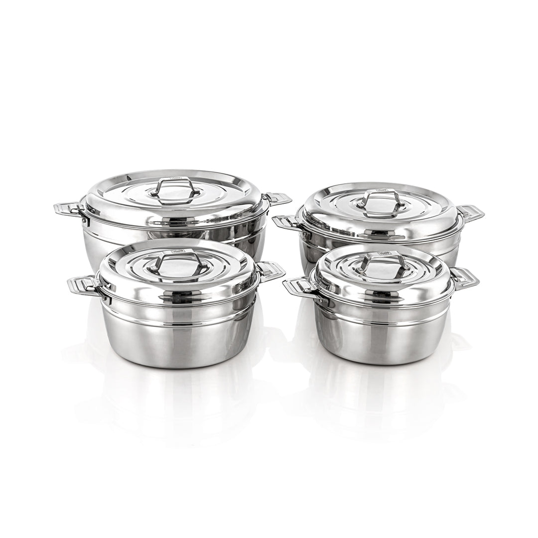 Almarjan 4 Pieces Modon Collection Stainless Steel Hot Pot Silver - H23P3
