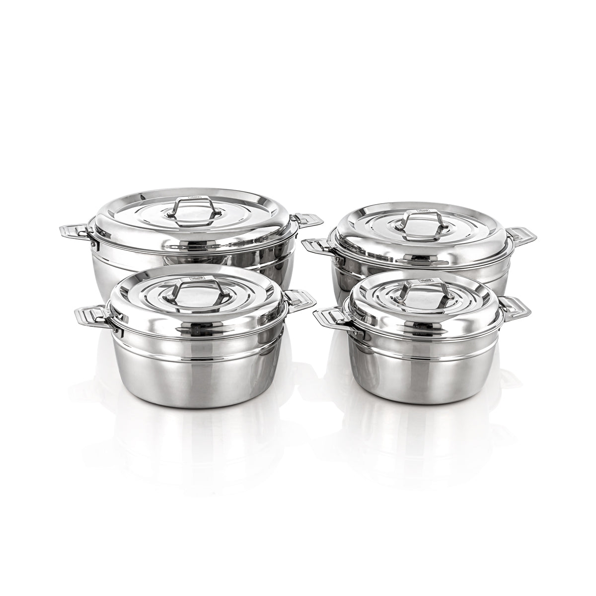 Almarjan 4 Pieces Modon Collection Stainless Steel Hot Pot Silver - H23P3