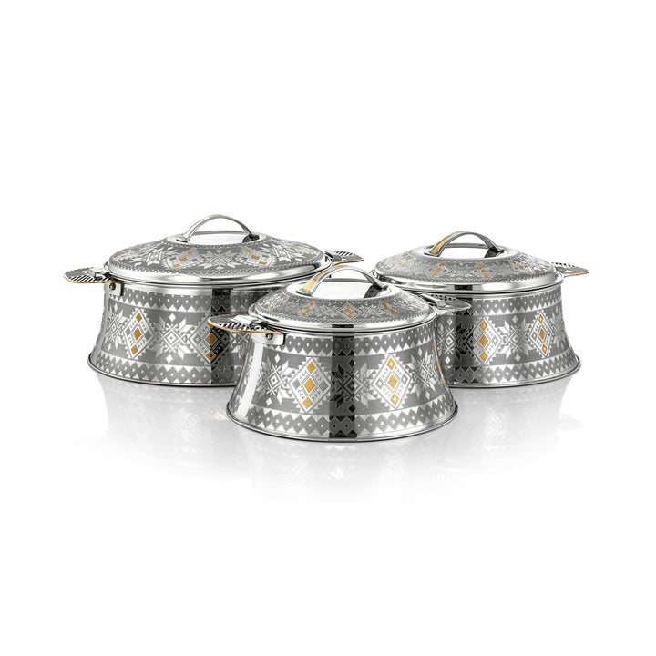 Almarjan 3 Pieces Ahram Collection Stainless Steel Hot Pot Silver & Gold - H23EPG8HG
