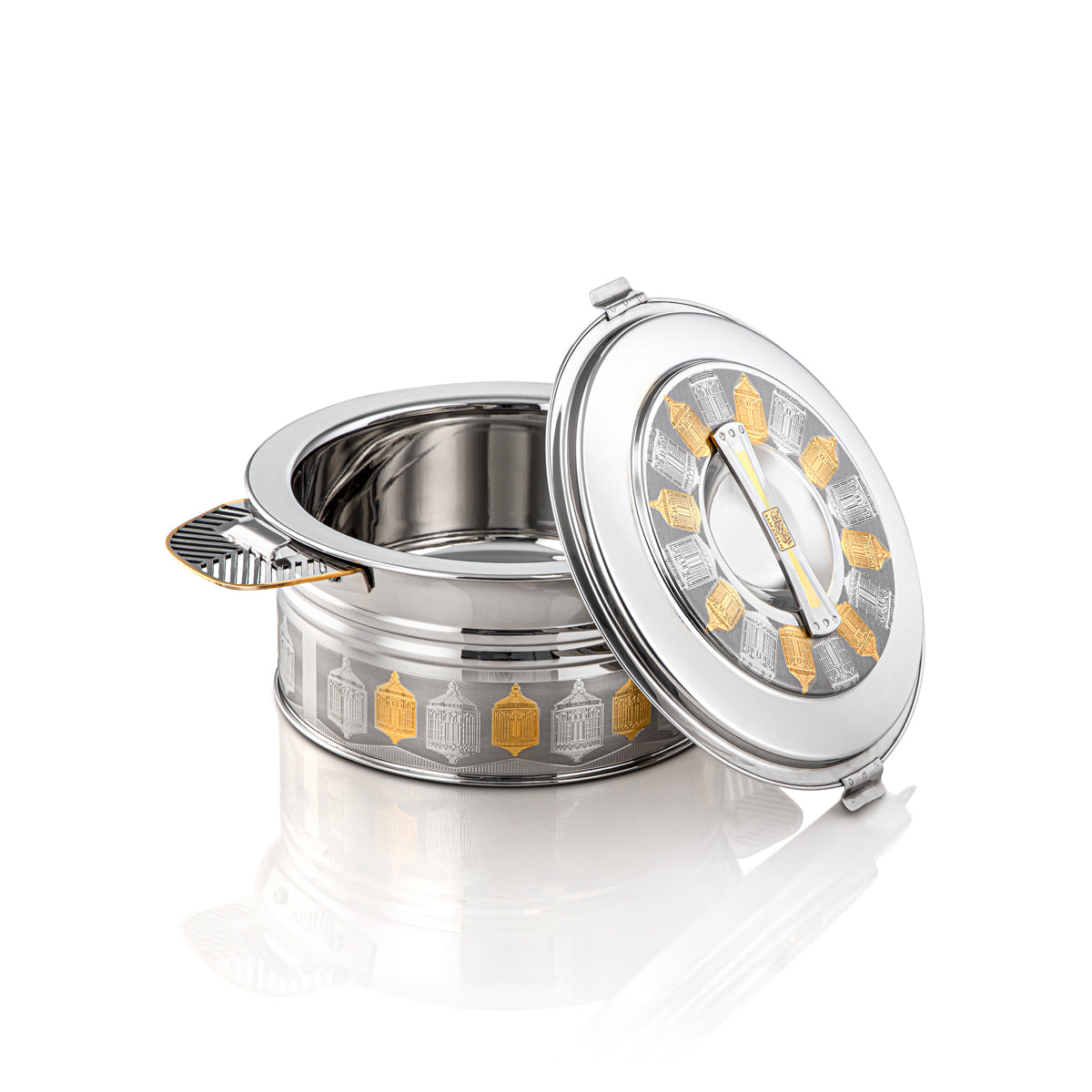 Almarjan 3000 ML Shaharzad Collection Stainless Steel Hot Pot Silver & Gold - H23EPG20HG