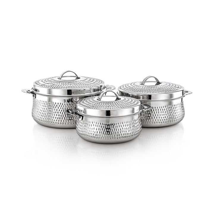 Almarjan 3 Pieces Fairoz Collection Stainless Steel Hot Pot Silver - H23M12