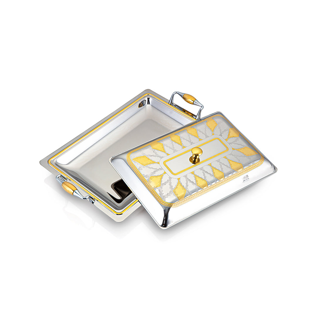 Almarjan 40 CM Edy Collection Stainless Steel Rectangle Serving Tray With Cover - STS2051159