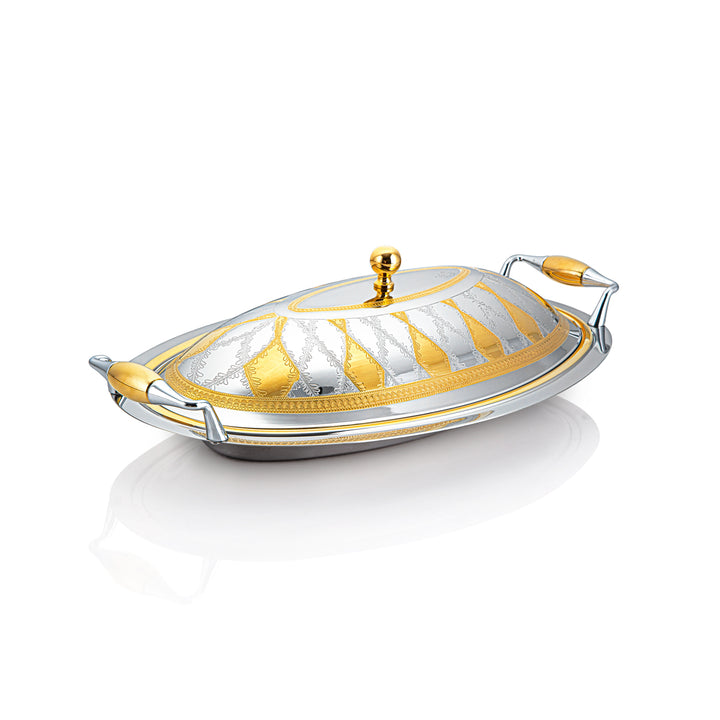 Almarjan 40 CM Edy Collection Stainless Steel Oval Serving Tray With Cover - STS2051161