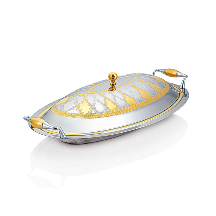 Almarjan 46 CM Edy Collection Stainless Steel Oval Serving Tray With Cover - STS2051162