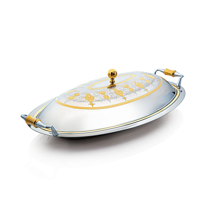 Almarjan 50 CM Alma Collection Stainless Steel Oval Serving Tray With Cover - STS2051183
