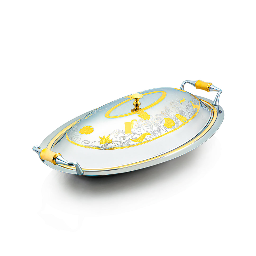 Almarjan 46 CM Cortina Collection Stainless Steel Oval Serving Tray With Cover - STS2051212