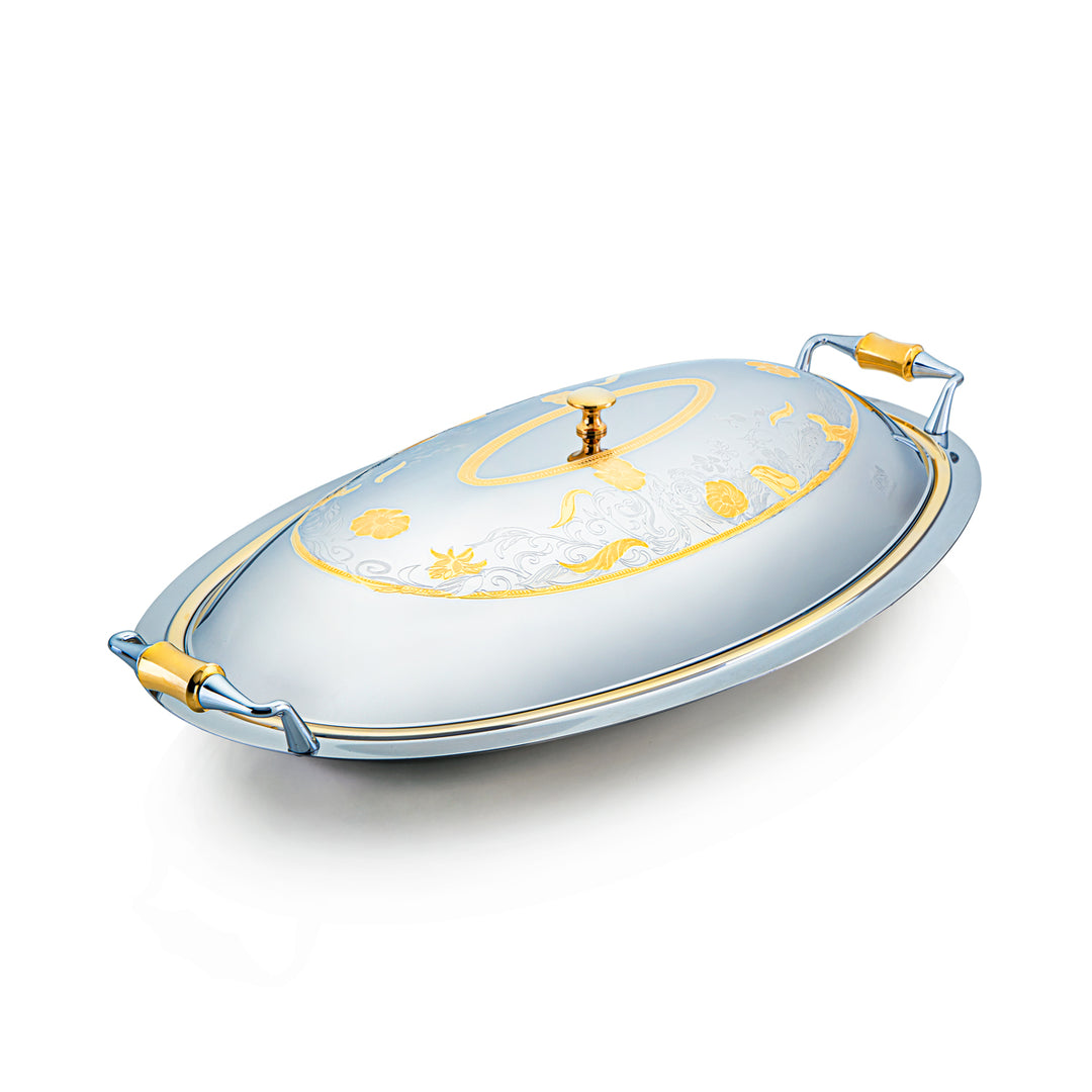 Almarjan 50 CM Cortina Collection Stainless Steel Oval Serving Tray With Cover - STS2051213