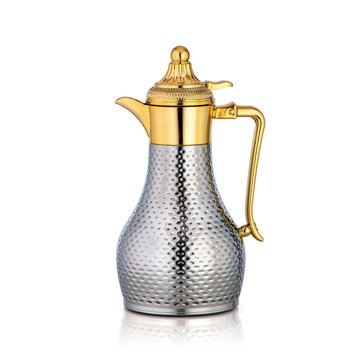 Almarjan 0.8 Liter Stainless Steel Vacuum Tea Dallah Silver & Gold - SUT/H-080-CRG