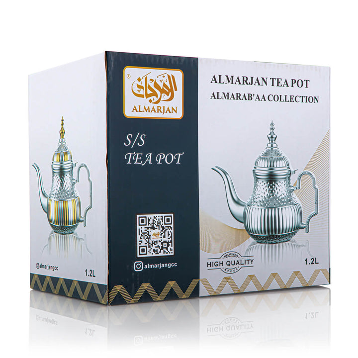 Almarjan 1.2 Liter Stainless Steel Teapot Silver & Gold - STS0010747