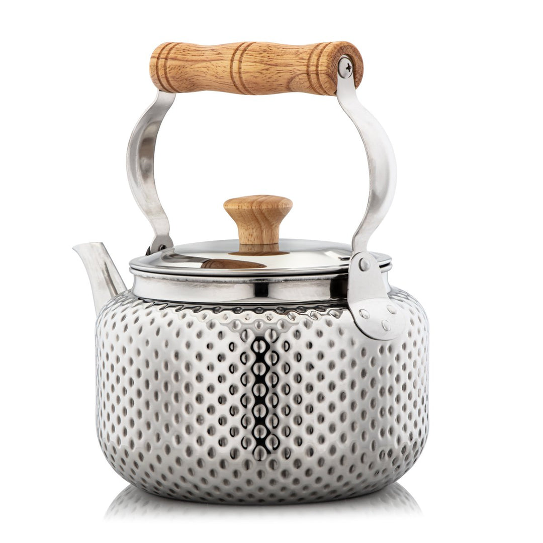 ALMARJAN 3 Liter Hammered Collection Stainless Steel Tea Kettle Silver STS0010502 Back