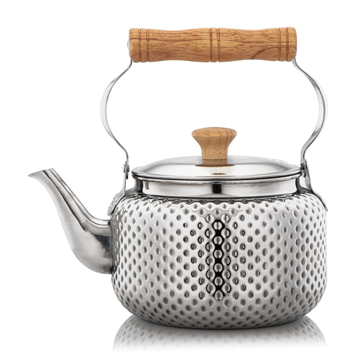 ALMARJAN 3 Liter Hammered Collection Stainless Steel Tea Kettle Silver STS0010502 Side
