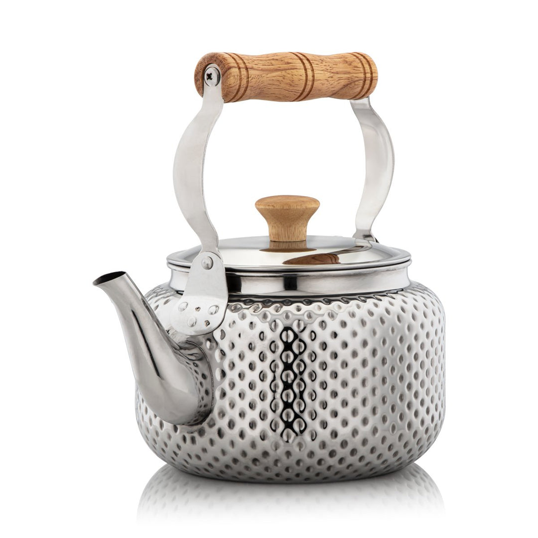 ALMARJAN 3 Liter Hammered Collection Stainless Steel Tea Kettle Silver STS0010502 Front