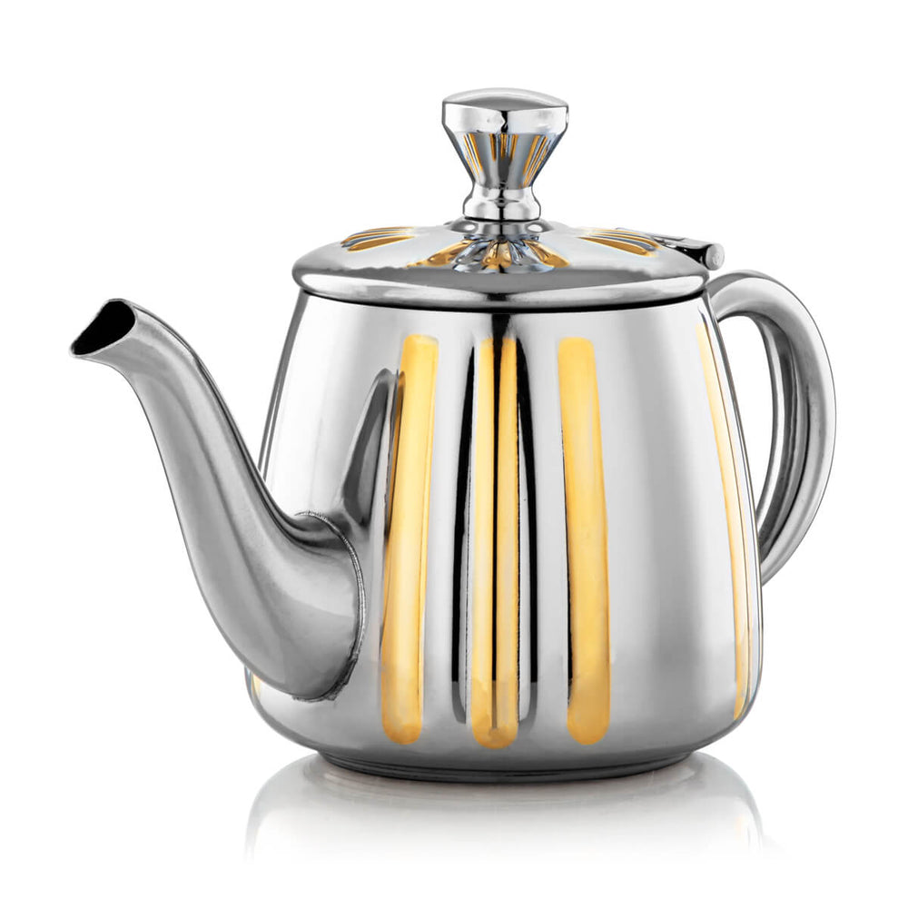 Almarjan 0.35 Liter Stainless Steel Teapot Silver & Gold - STS0010640

