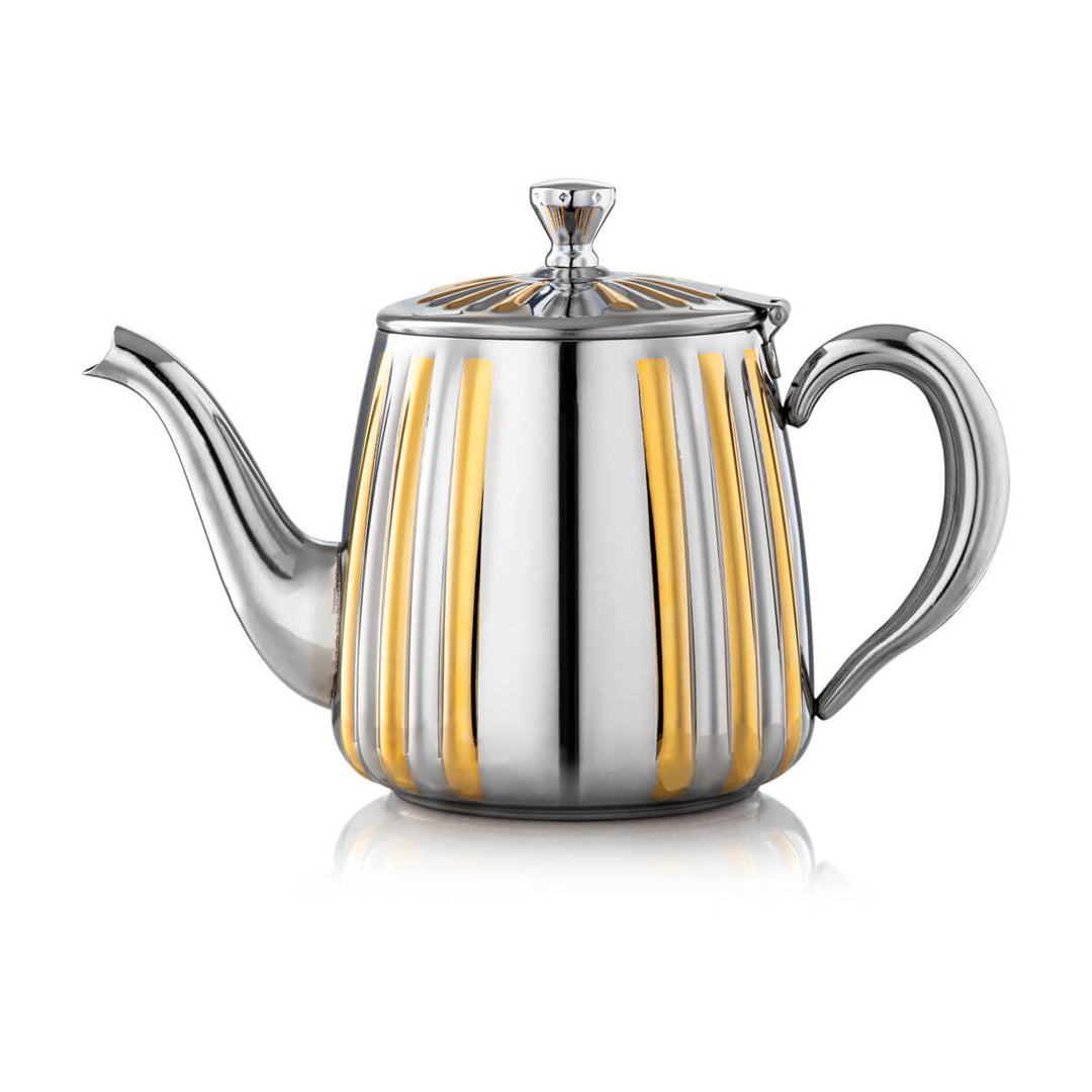 Almarjan 1 Liter Stainless Steel Teapot Silver & Gold - STS0010643 
