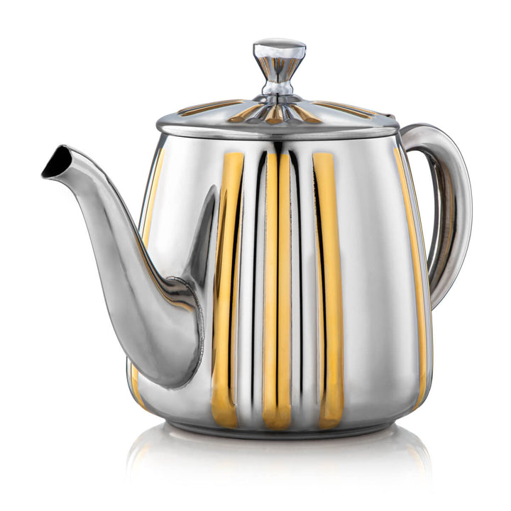 Almarjan 1 Liter Stainless Steel Teapot Silver & Gold - STS0010643 