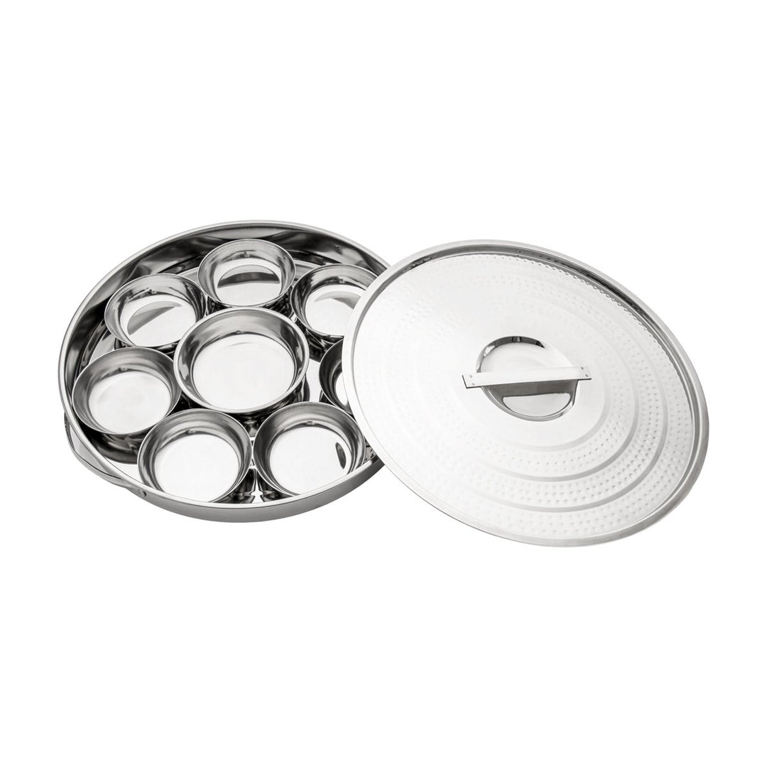 Almarjan 42 CM Stainless Steel Breakfast Tray With Cover Silver - STS0200660