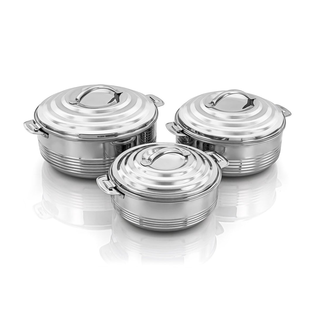 Almarjan 3 Pieces Casa Collection Stainless Steel Hot Pot Silver - STS0292503