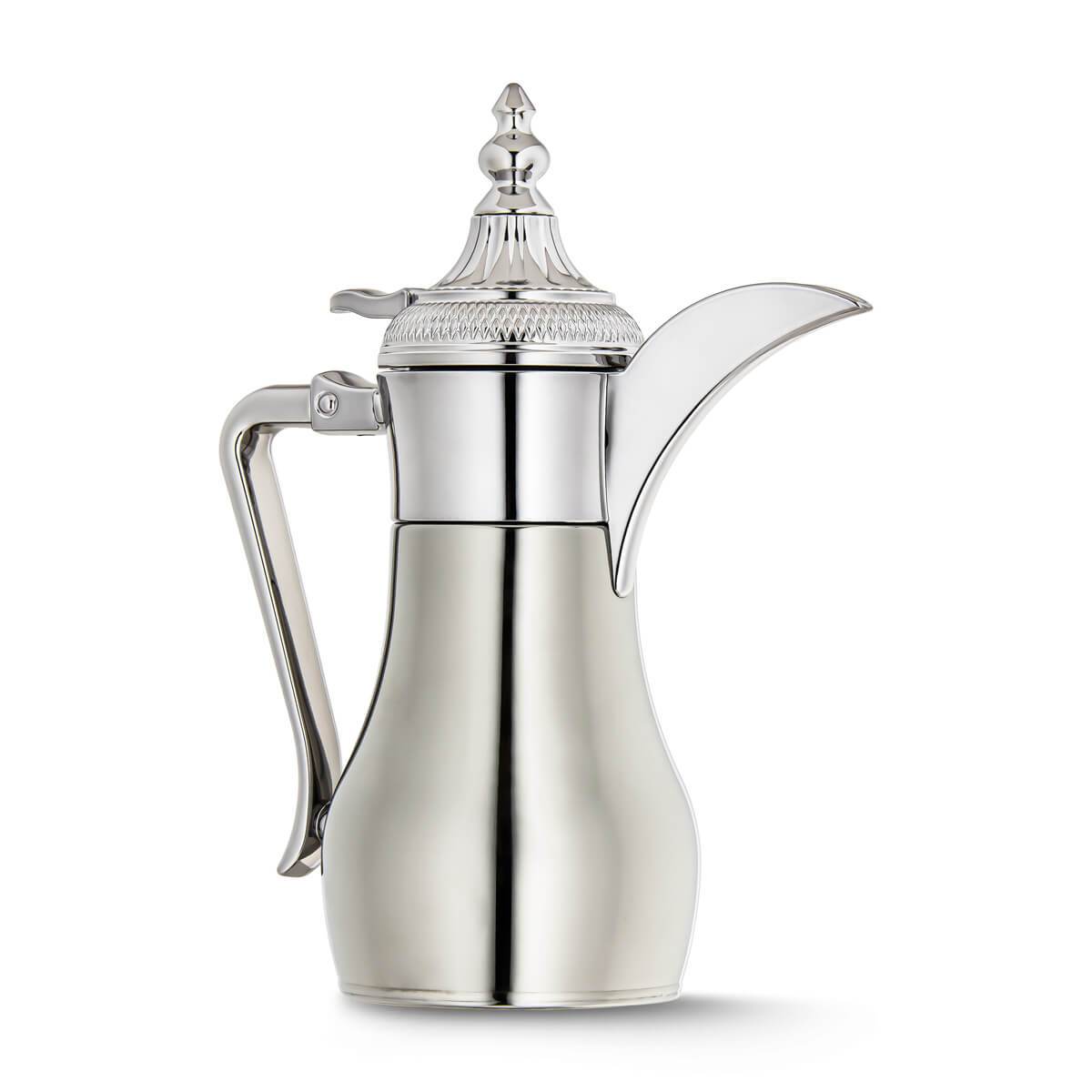 ALMARJAN Stainless Steel Double Wall Vacuum Dallah Silver 0.35 Liter SUD-035-CR