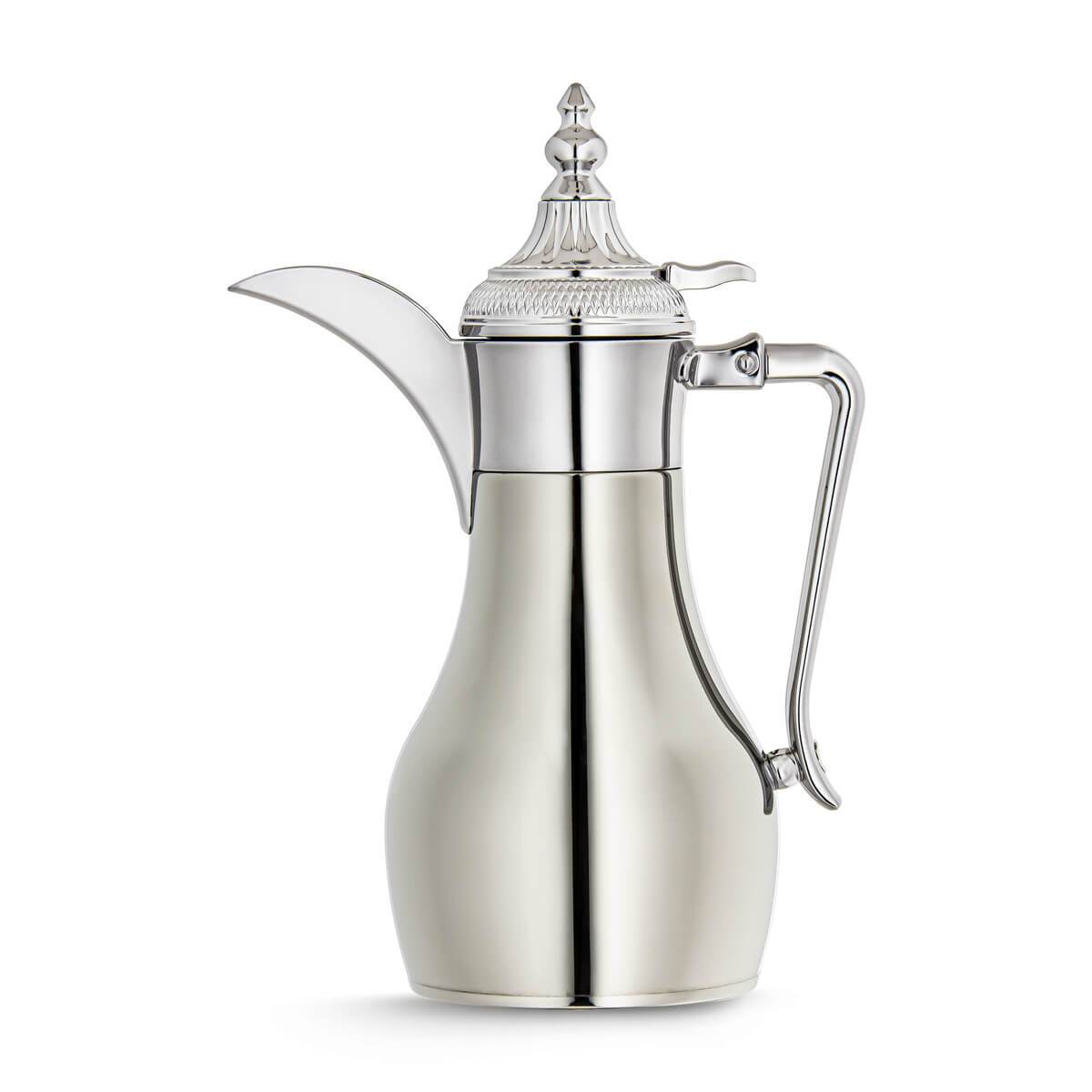 ALMARJAN Stainless Steel Double Wall Vacuum Dallah Silver 0.6 Liter SUD-060-CR