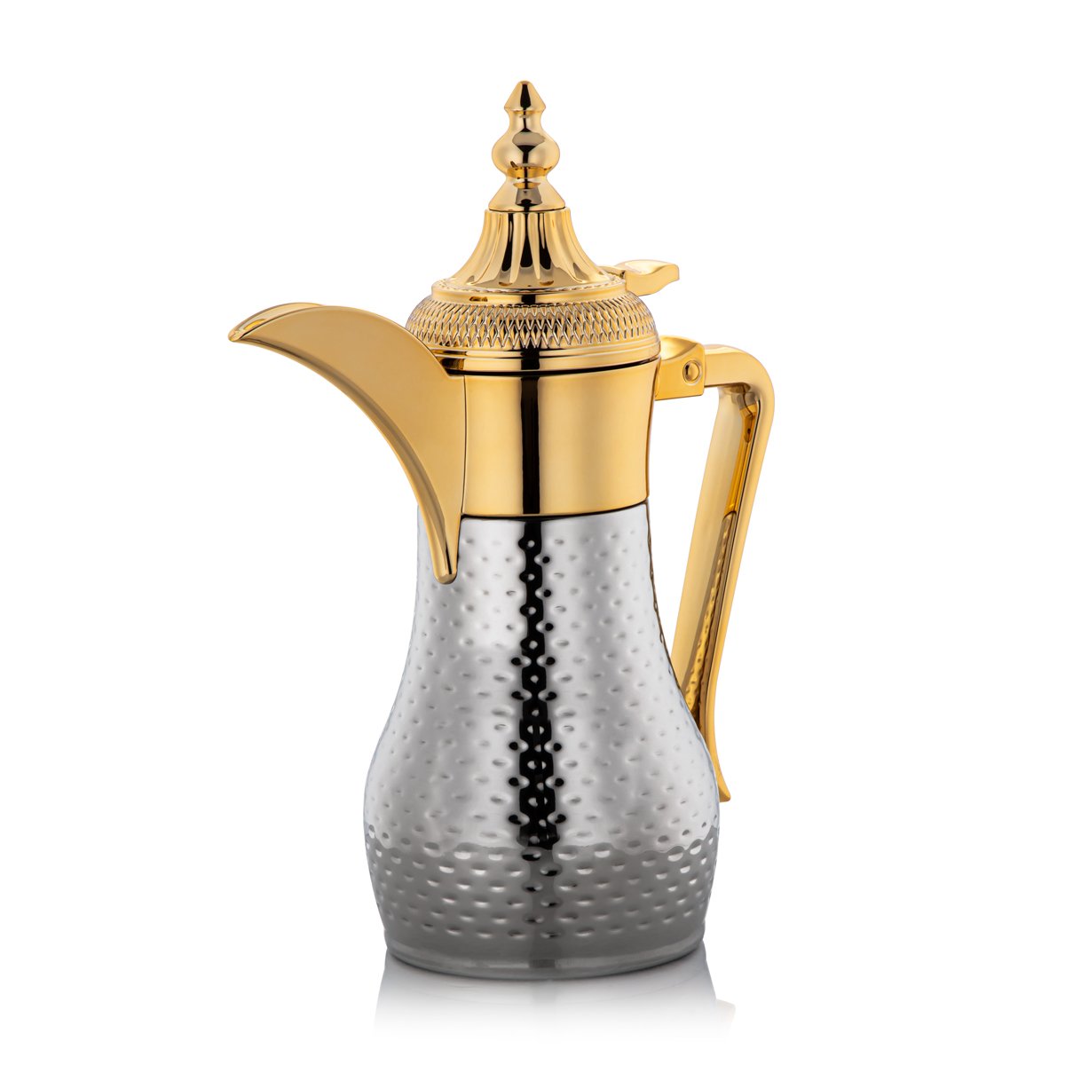 Almarjan 0.35 Liter Stainless Steel Double Wal Hammered Collection Vacuum Dallah Silver & Gold - SUD/H-035-CRG