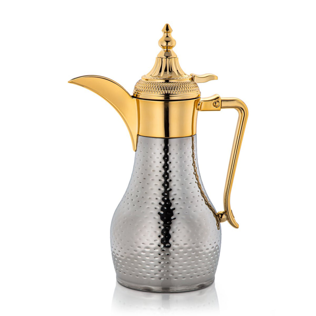 Almarjan 0.6 Liter Stainless Steel Double Wal Hammered Collection Vacuum Dallah Silver & Gold - SUD/H-060-CRG